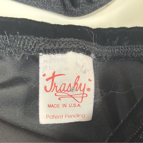 NWOT TRASHY LINGERIE Black High-Waisted Dance Panties in velvet and shiny sz M - Picture 4 of 9